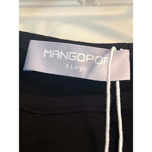 NWT Mangopop Women's Black Bodysuit Cap Ruffle Sleeves Snaps Size Small - Picture 2 of 7